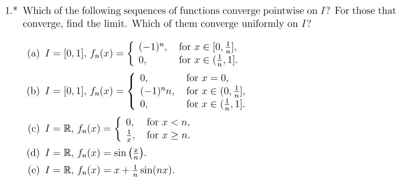 1.* Which of the following sequences of functions