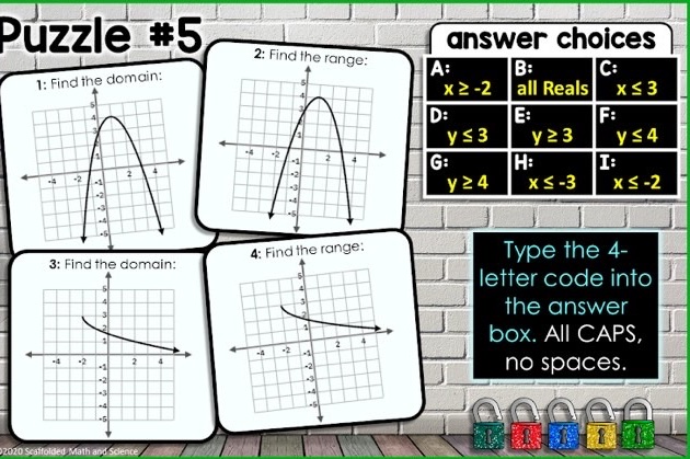 Puzzle #5 2: Find the range: answer choices 1: