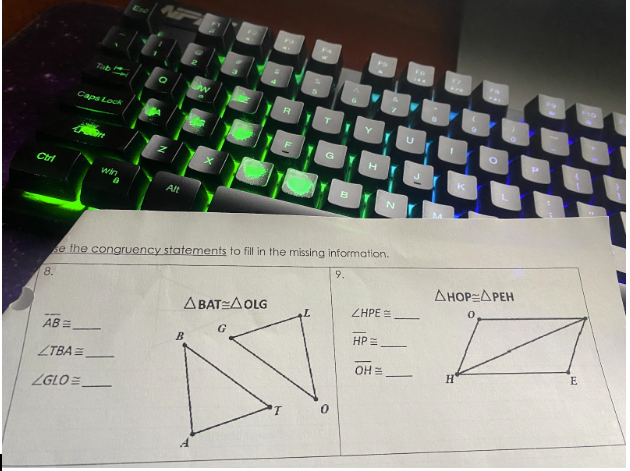 Caps Lock LI F P win K AR N he the congruence