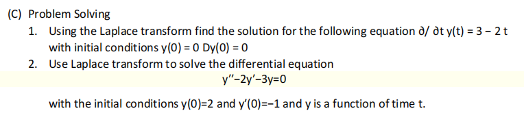 (C) Problem Solving 1. Using the Laplace