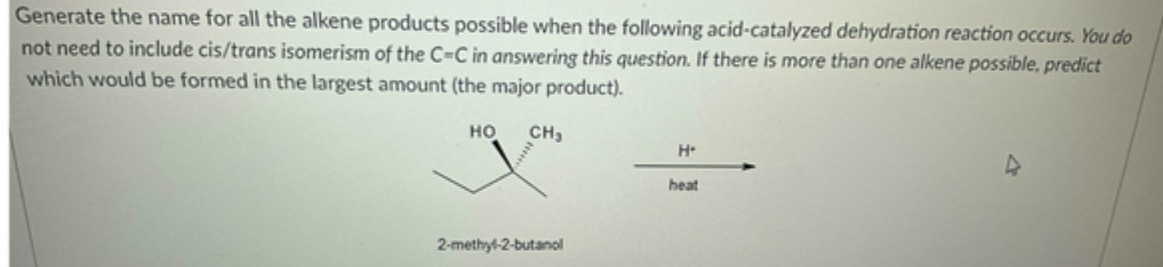 Generate the name for all the alkene products