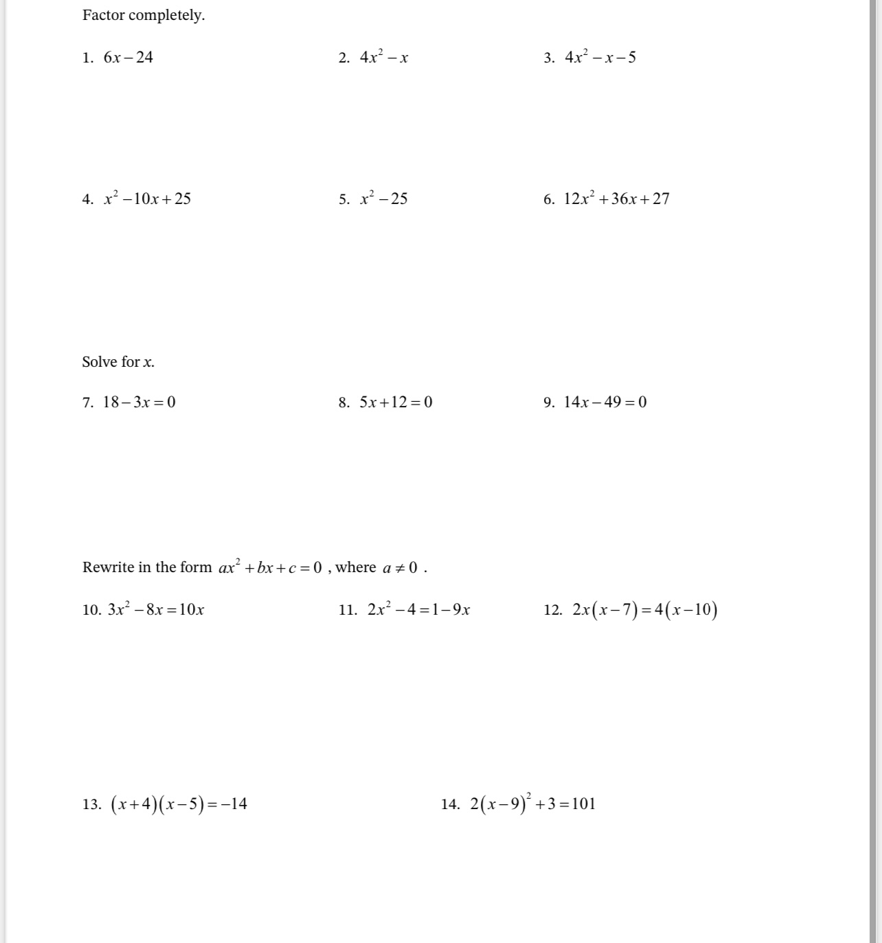 I need help with the following: Factor