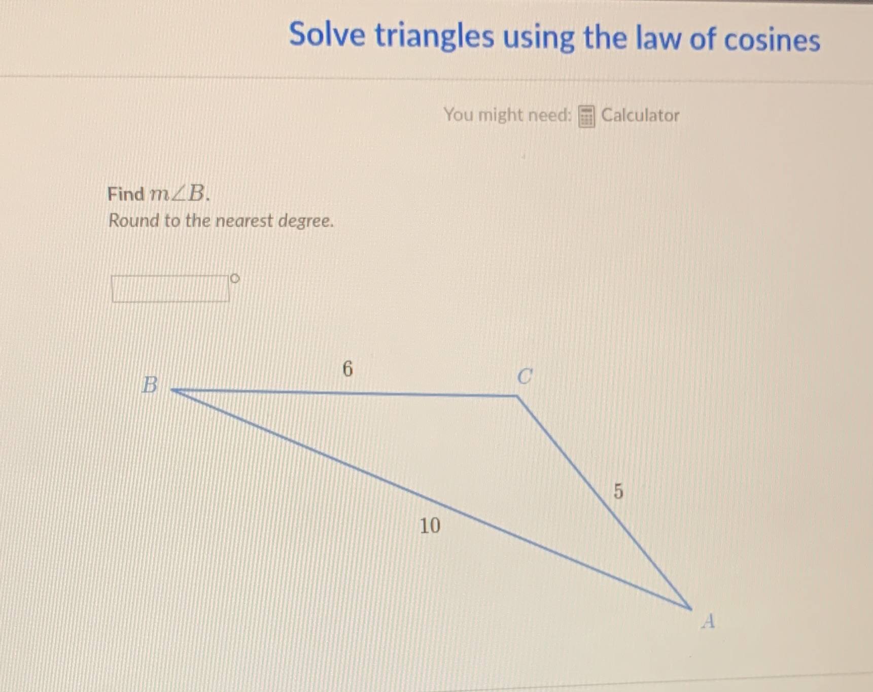 Solve triangle. Thank you! Solve triangles using