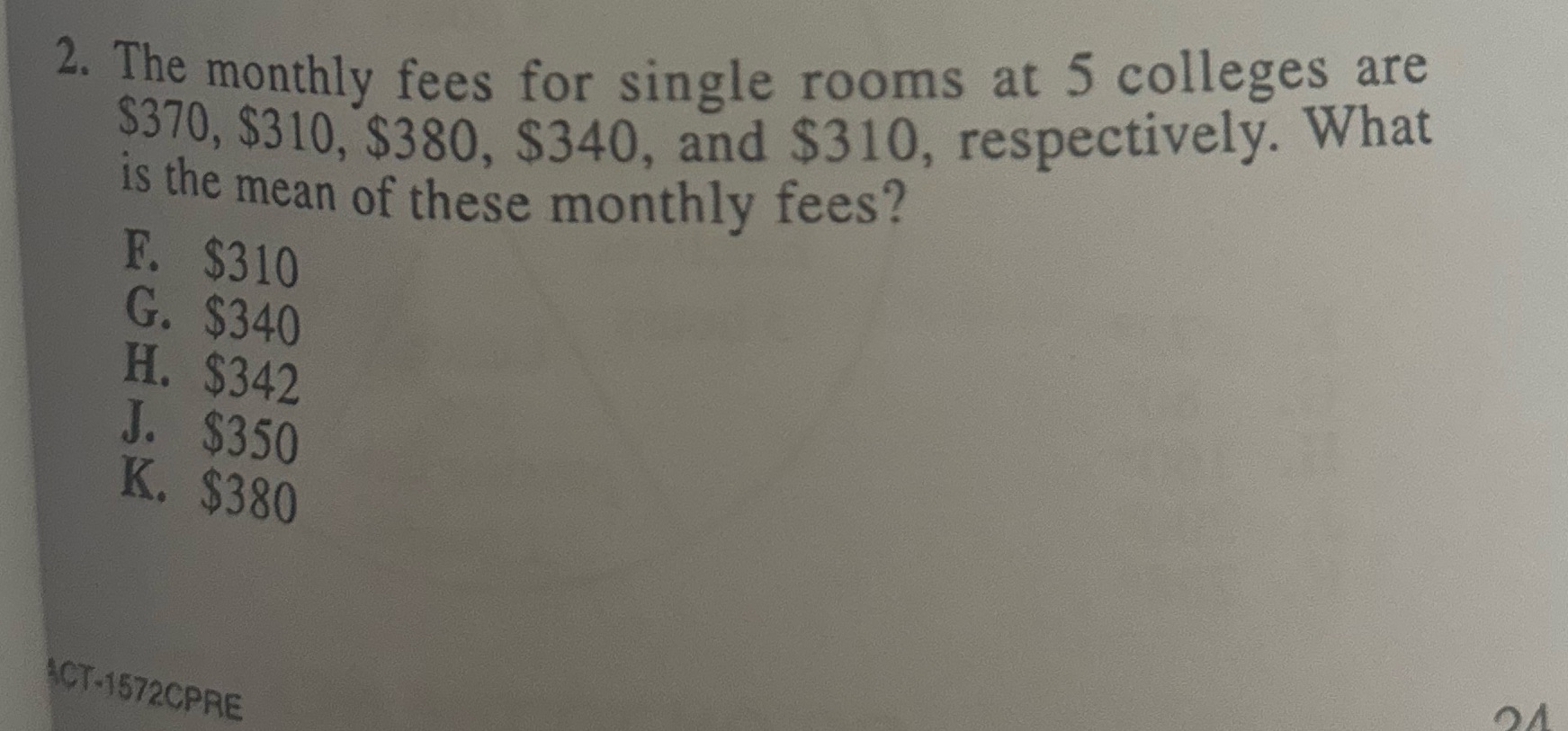 2. The monthly fees for single rooms at 5