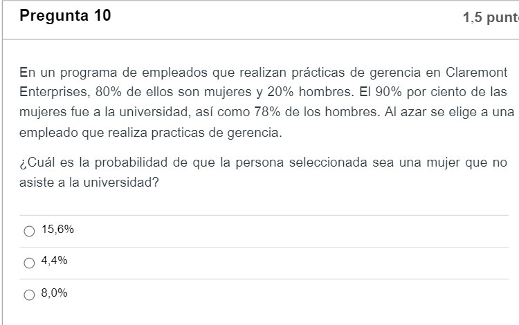 Pregunta 10 1,5 punt En un programa de empleados