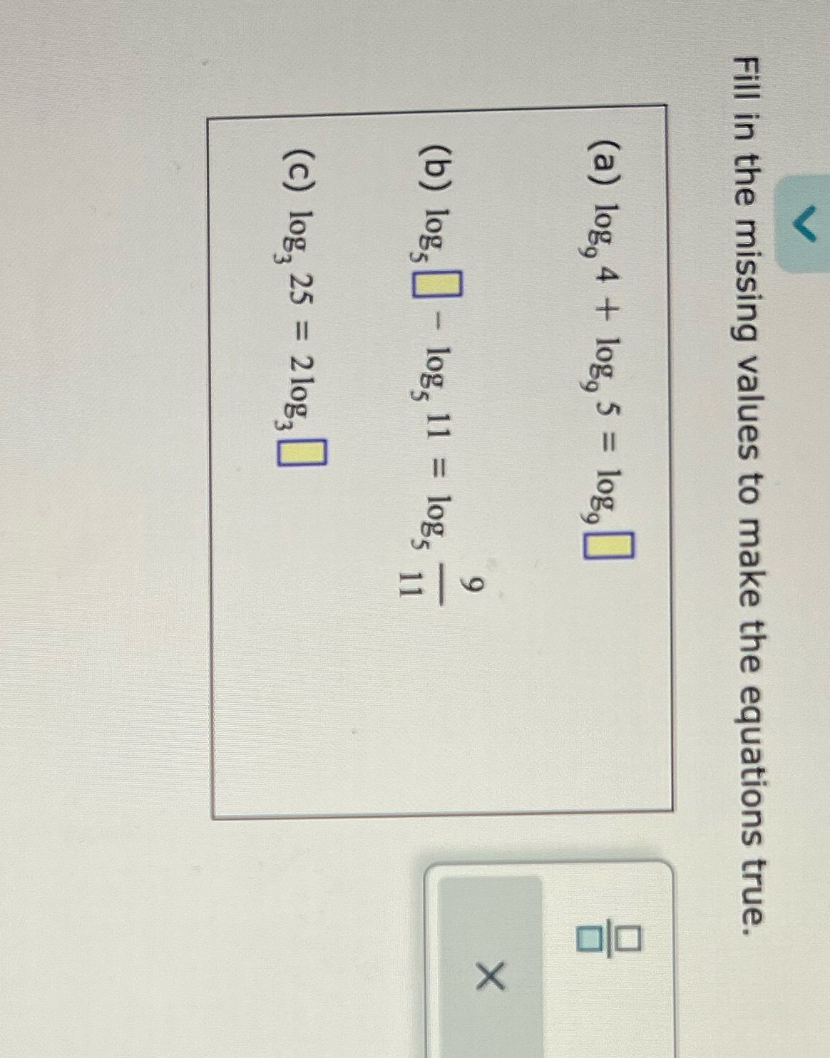 Fill in the missing values to make the equations