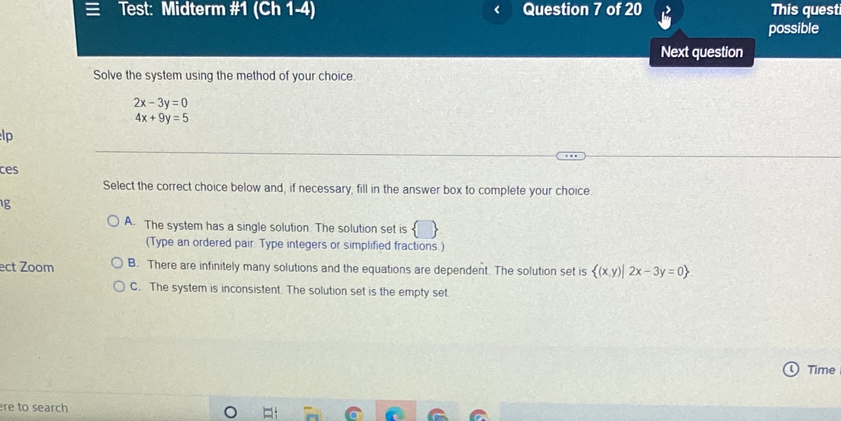E Test: Midterm #1 (Ch 1-4) < Question 7 of 20
