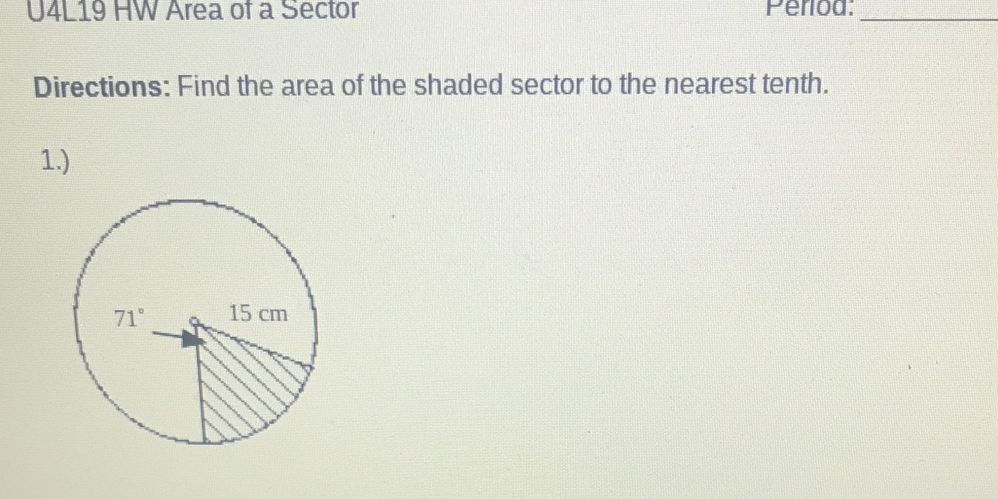 Homework question area of a sectorCan anyone help