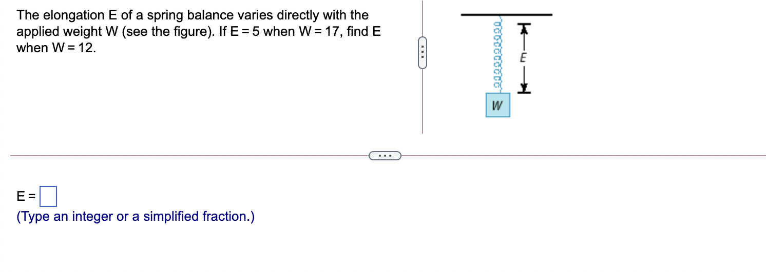 The elongation E of a spring balance varies