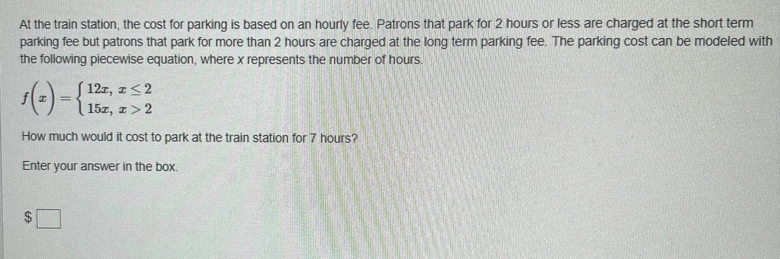 At the train station, the cost for parking is