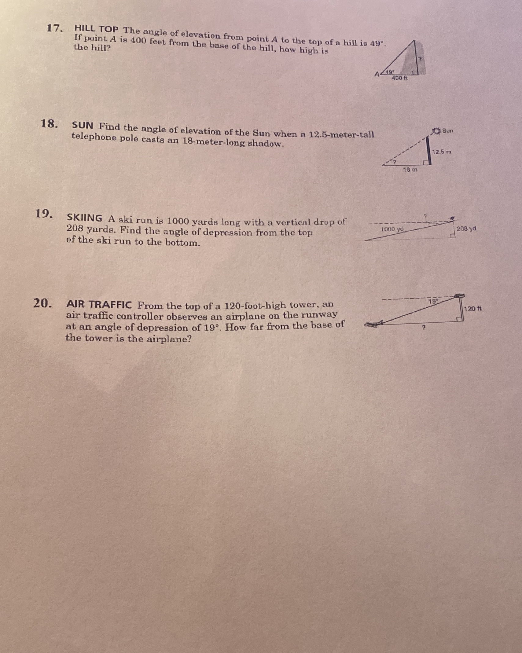 4.1.4 17. HILL TOP The angle of elevation from
