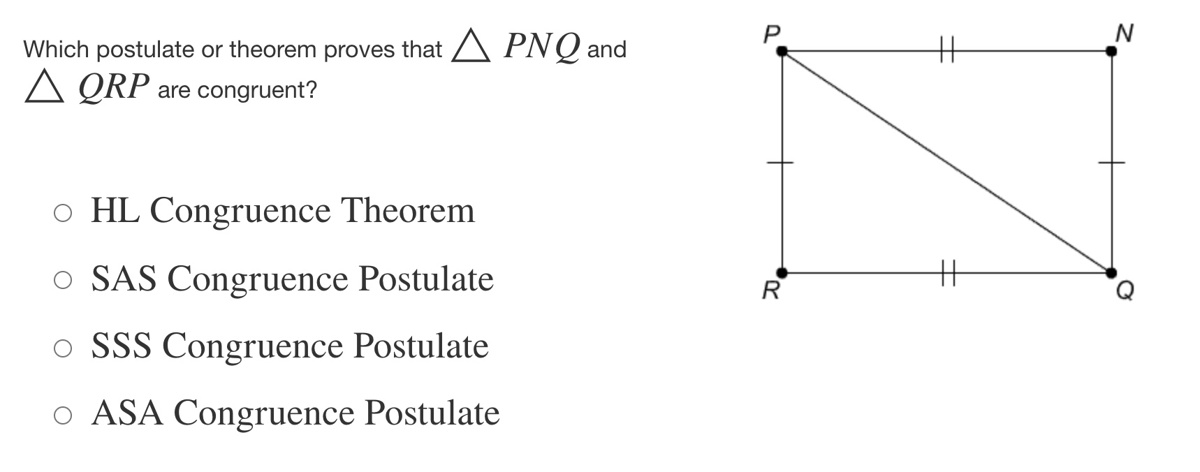 question 4 A PNQ and P N Which postulate or