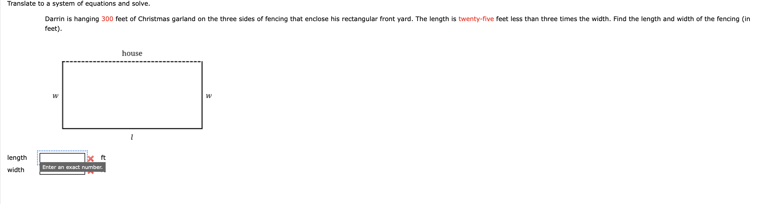Translate to a system of equations and solve.