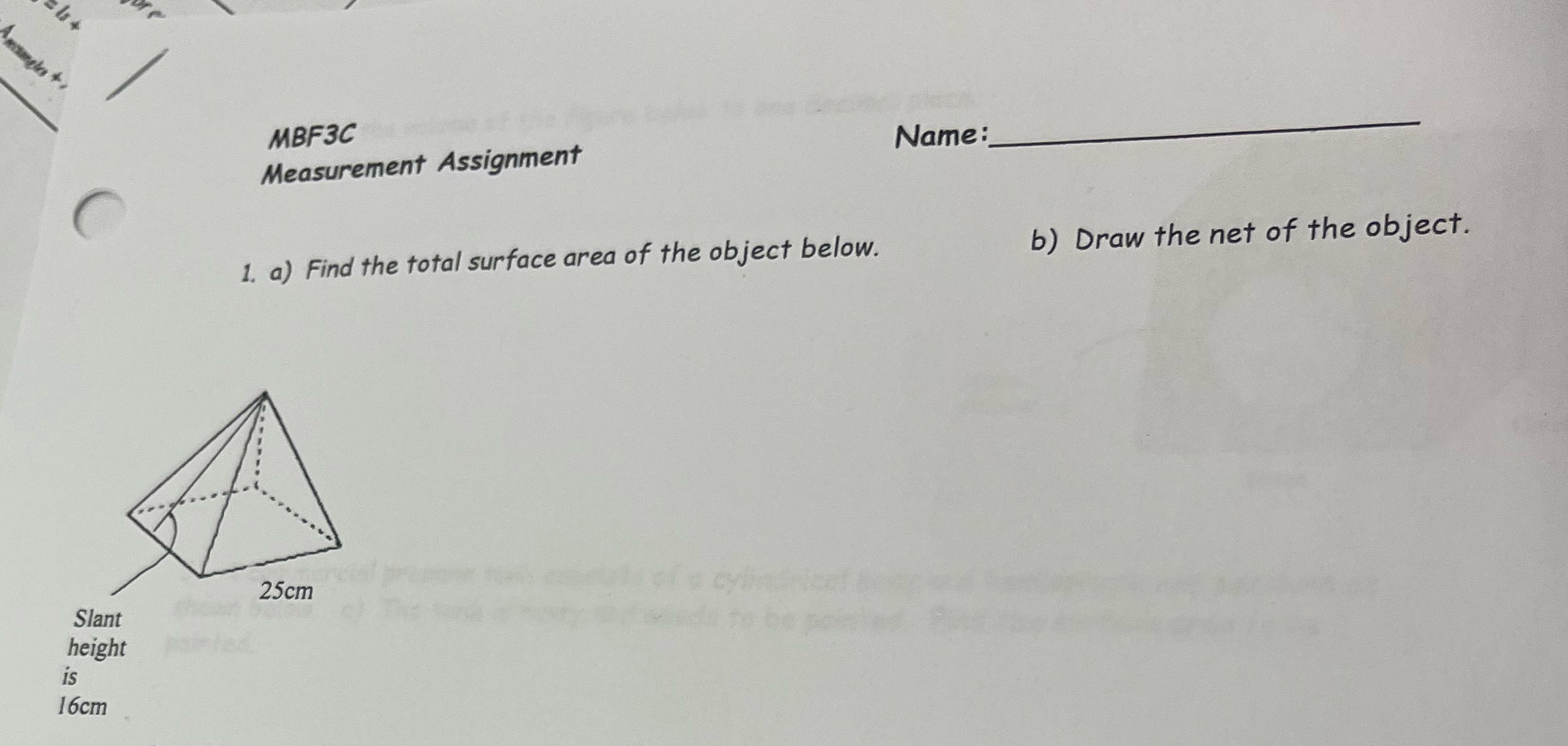 Find the total surface area of object below?