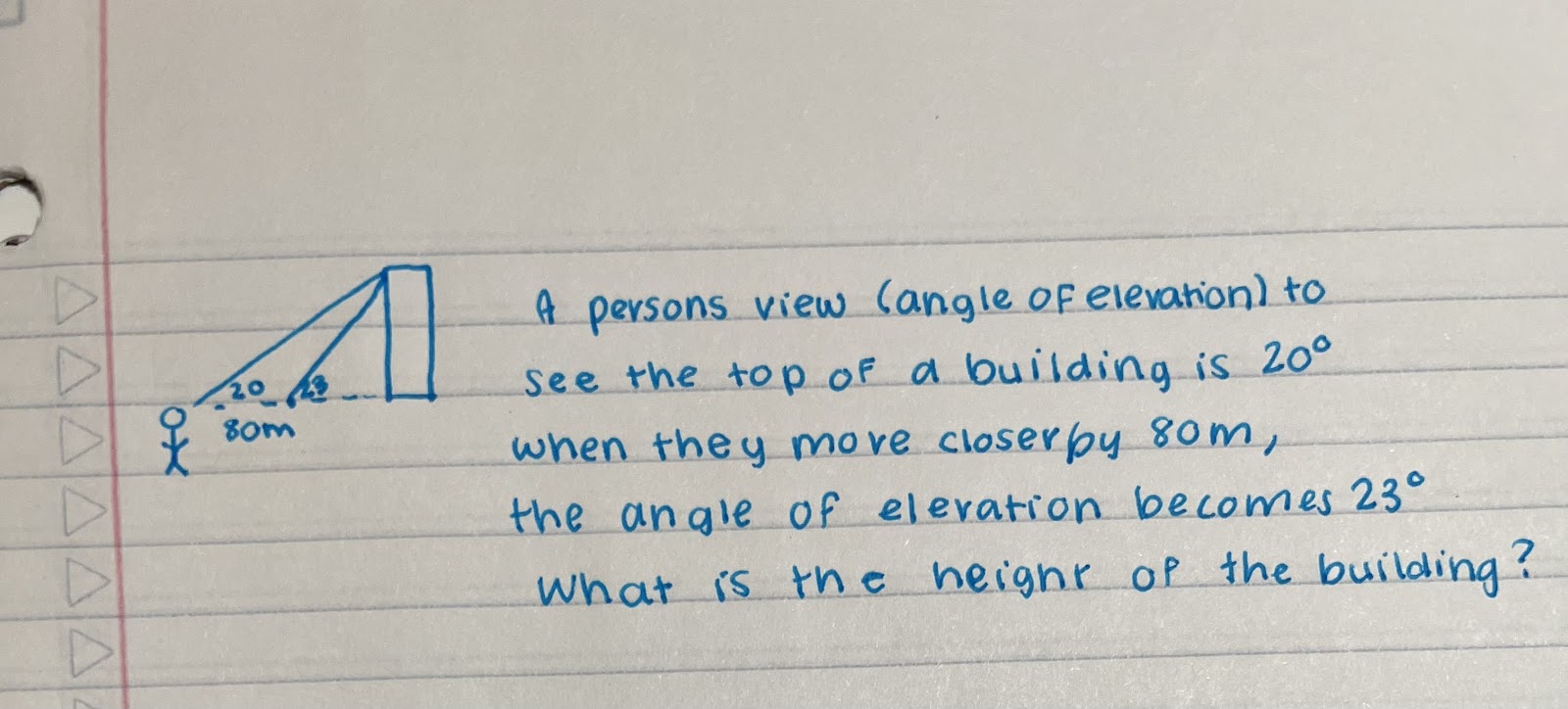 A persons view ( angle OF elevation ) to 120 1