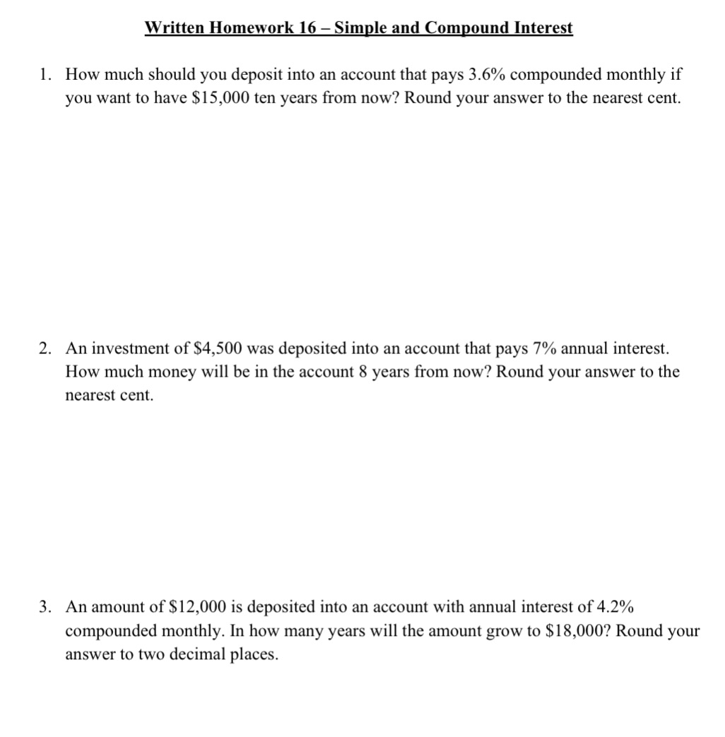 Written Homework 1g Simple and gggmpgund Interest