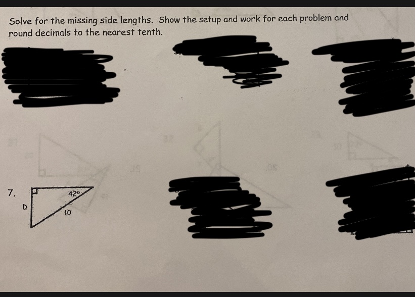 Solve for the missing side lengths. Show the