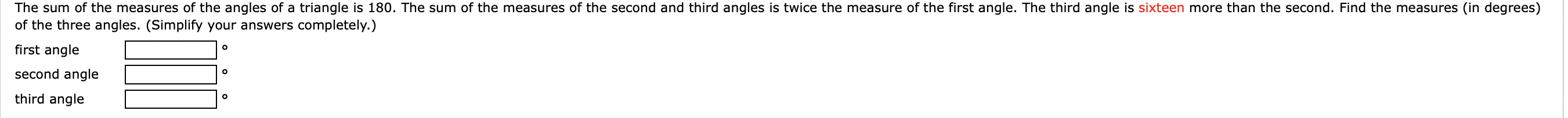Translate to a system of equations and solve.