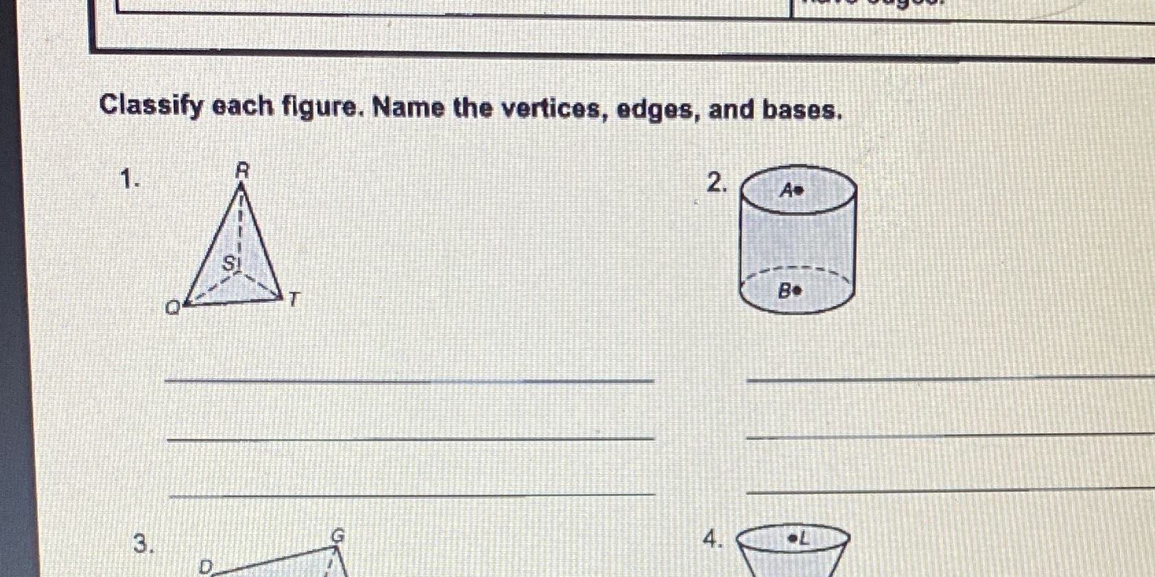 Classify each figure. Name the vertices, edges,