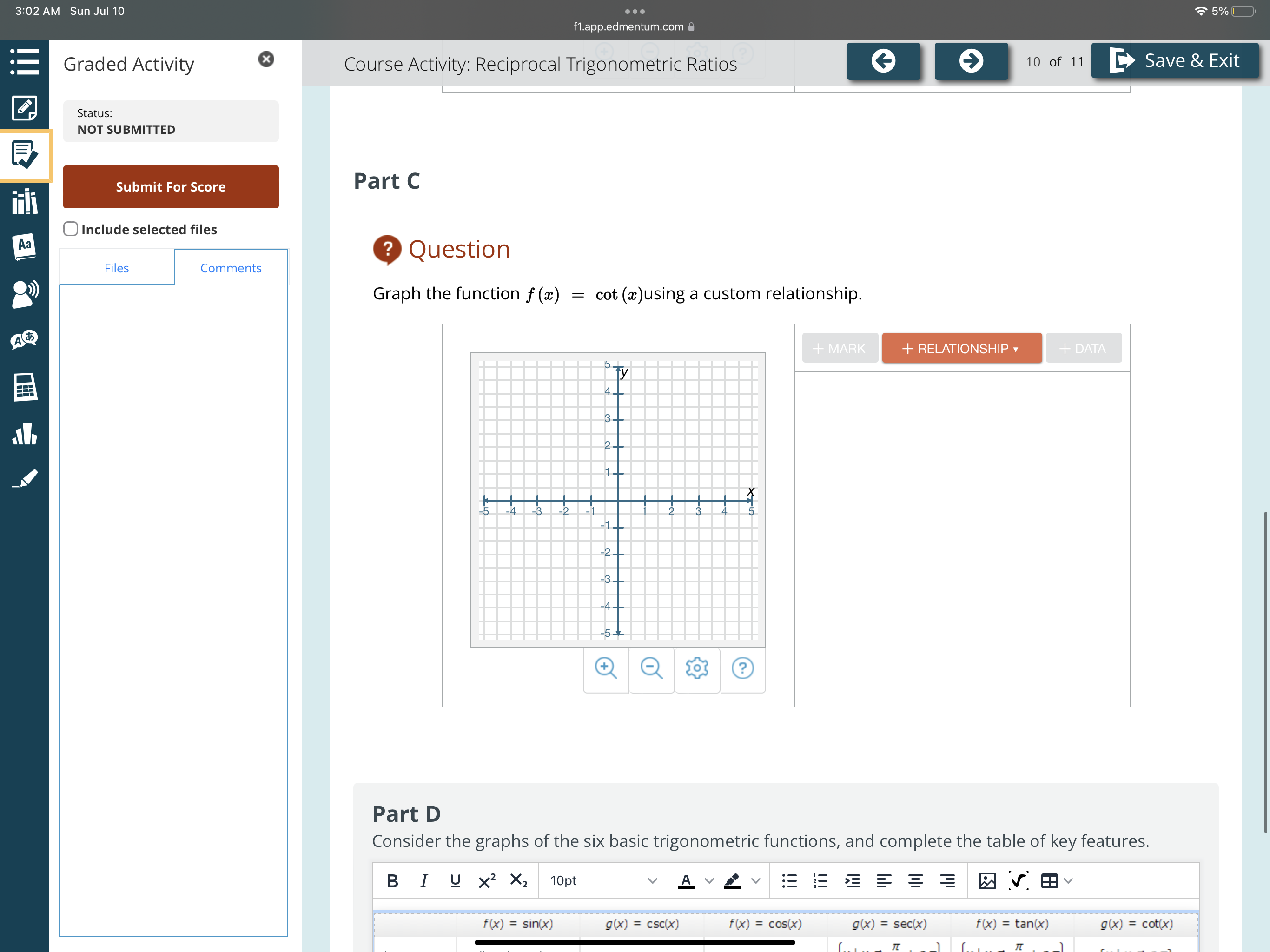 3:02 AM Sun Jul 10 . . . 5% f1.app.edmentum.com a