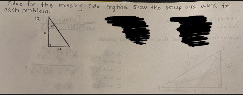 Solve for the missing side lengths, show the