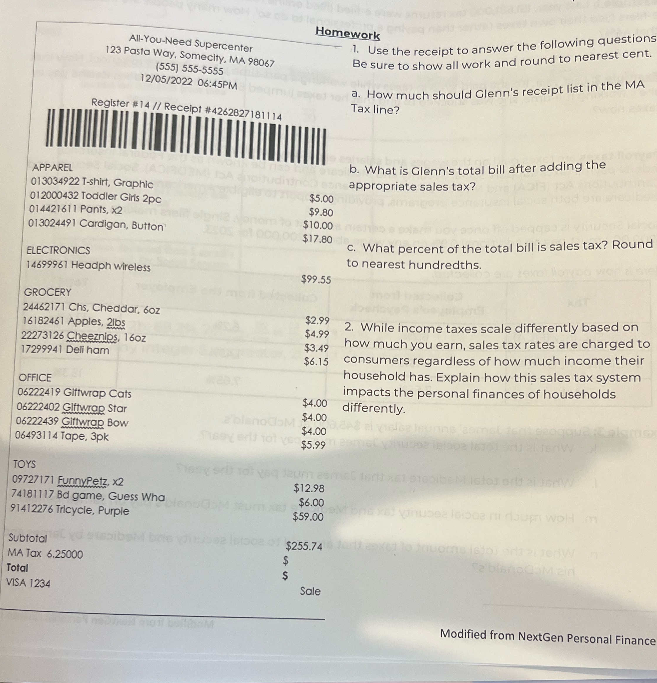 Homework All-You-Need Supercenter 1. Use the