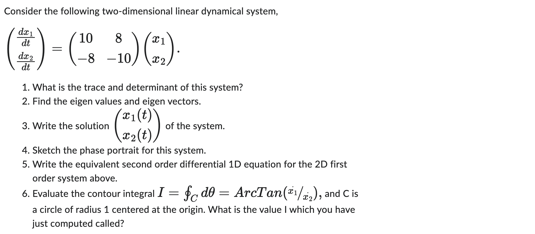 Consider the following two-dimensional linear