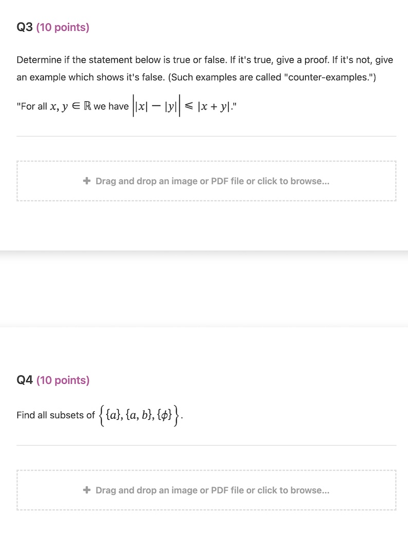 Q3 (10 points} Determine if the statement below