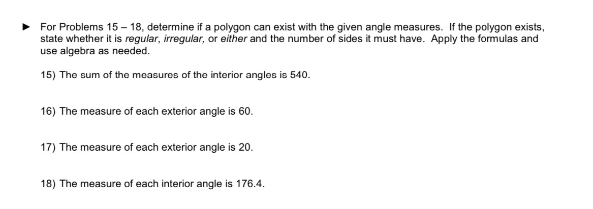 b For Problems 15 18, determine ifa polygon can