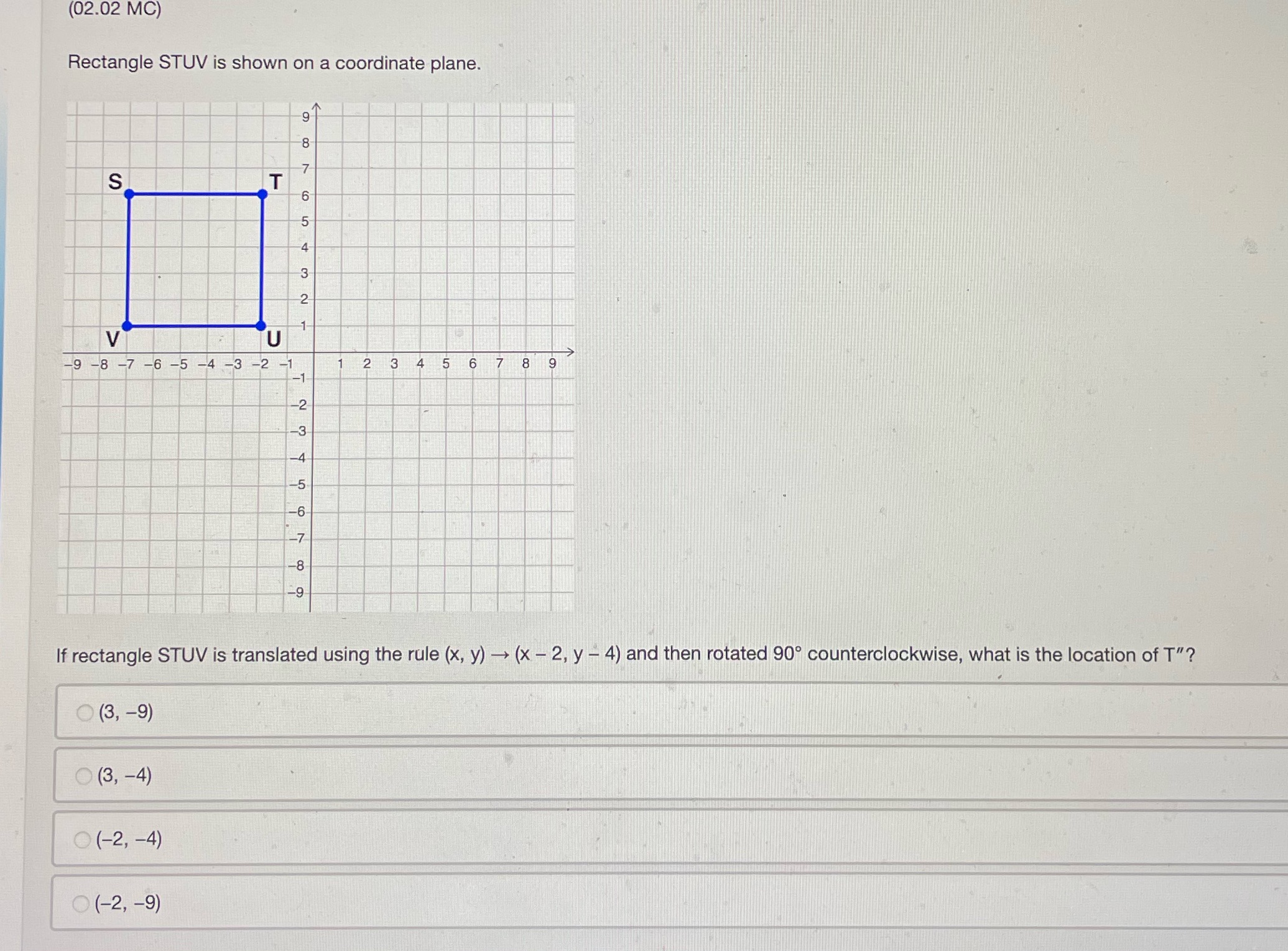 (02.02 MC) Rectangle STUV is shown on a