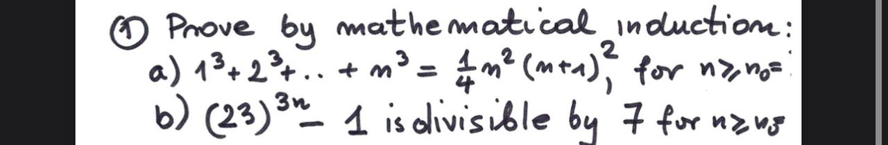 Prove by mathematical induction: a ) 13+ 2 "+.. +