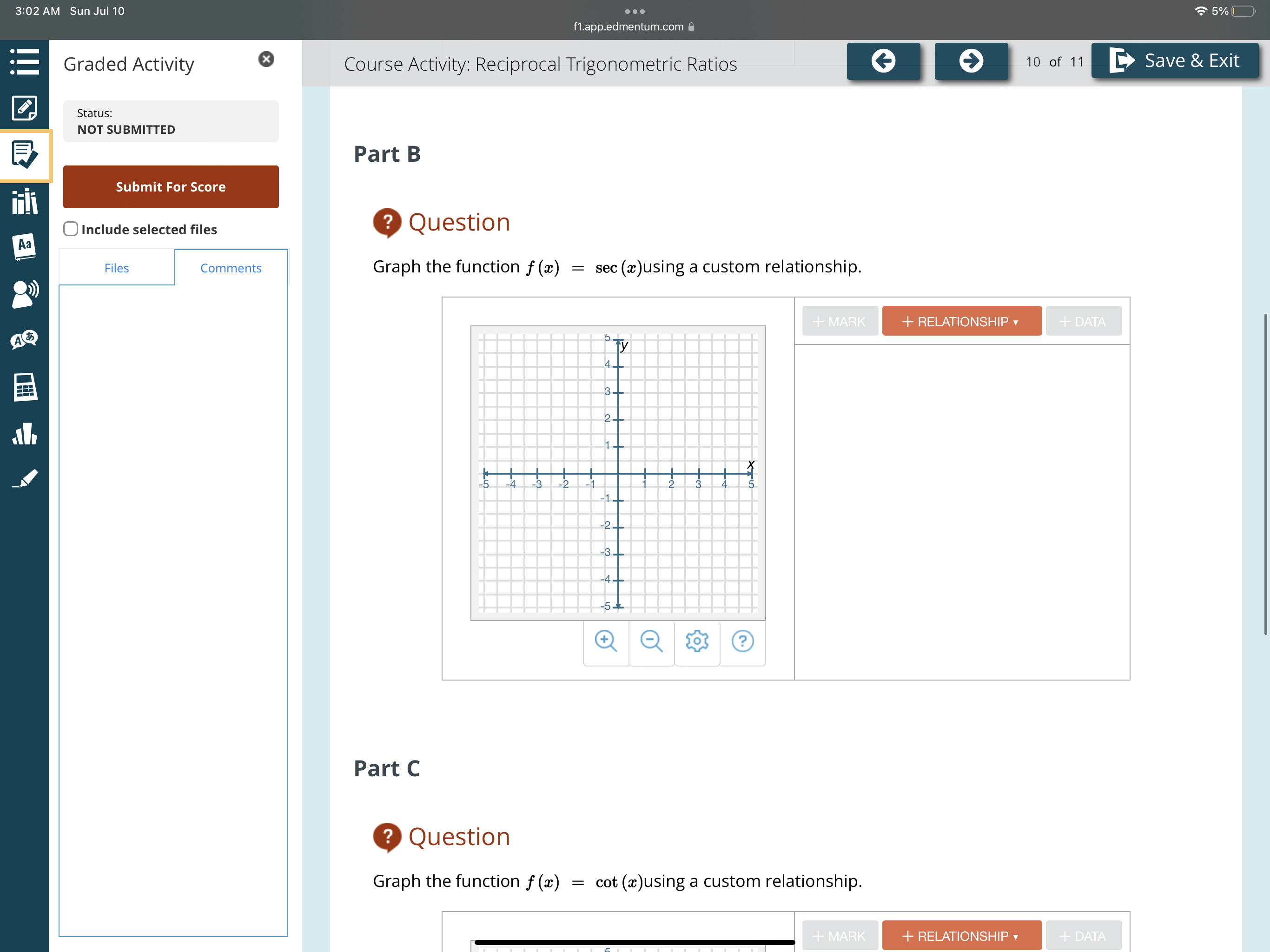 3:02 AM Sun Jul 10 . . . 5% f1.app.edmentum.com a