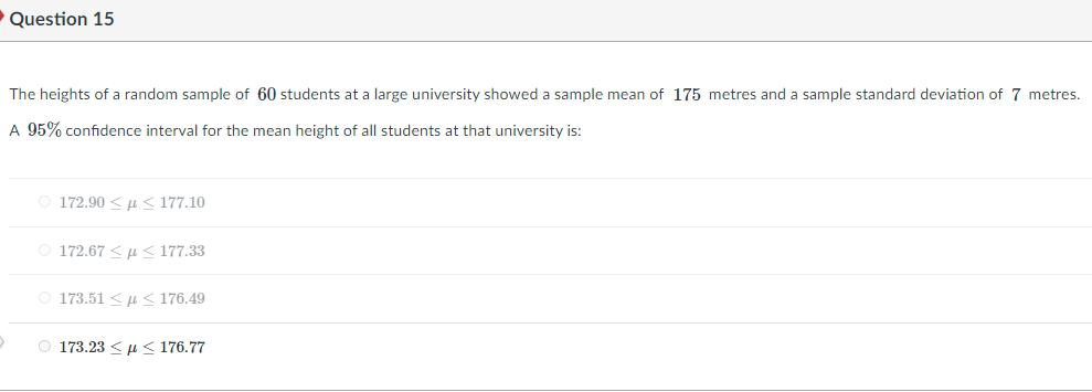q15 The heights of a random sample of60