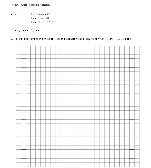 DATA AND CALCULATIONS Given: F: = 5cm ; 30: F. =