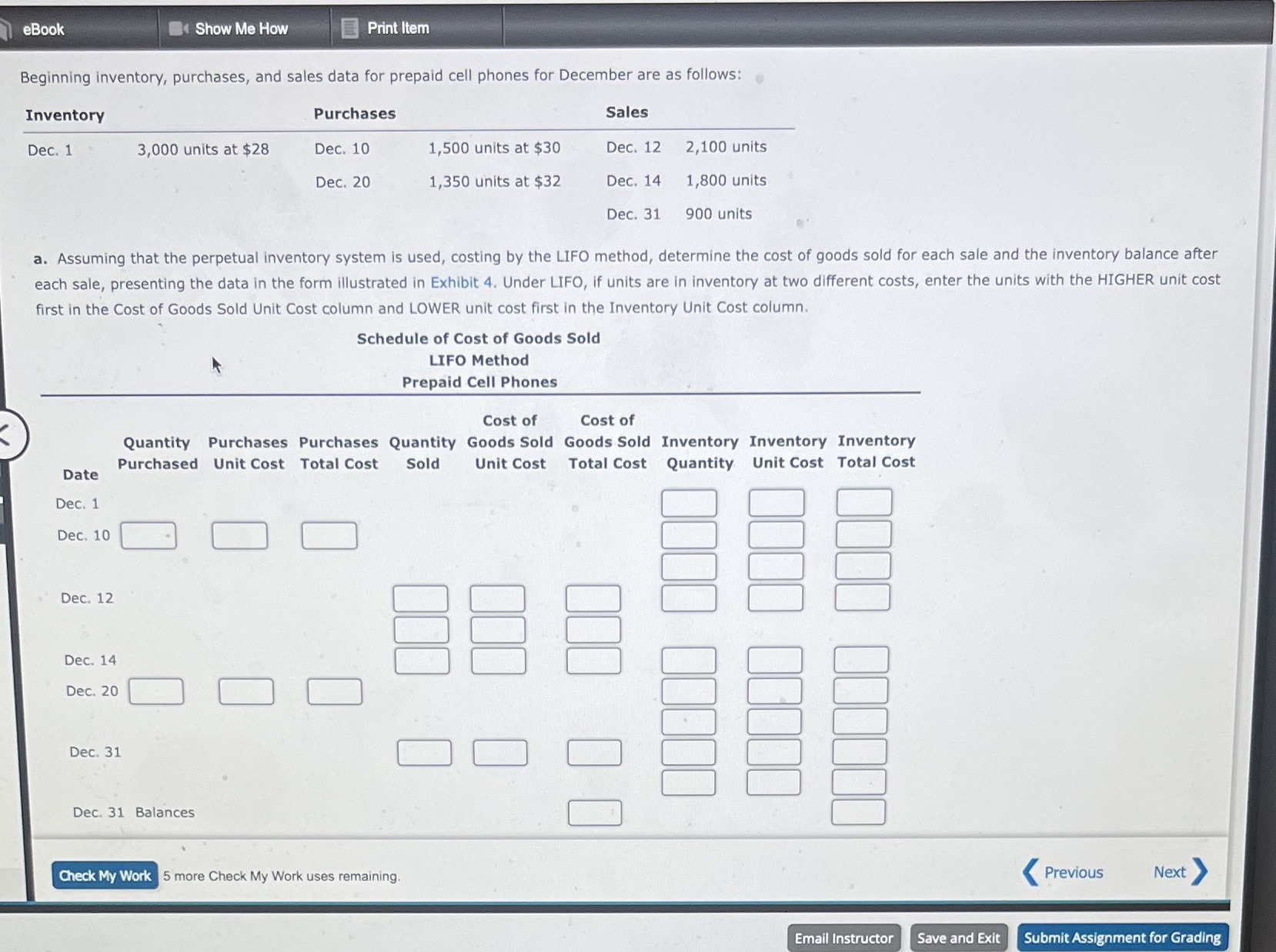 eBook Show Me How Print Item Beginning inventory,