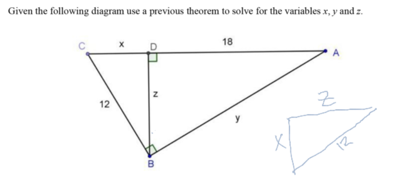 Given the following diagram use a previous