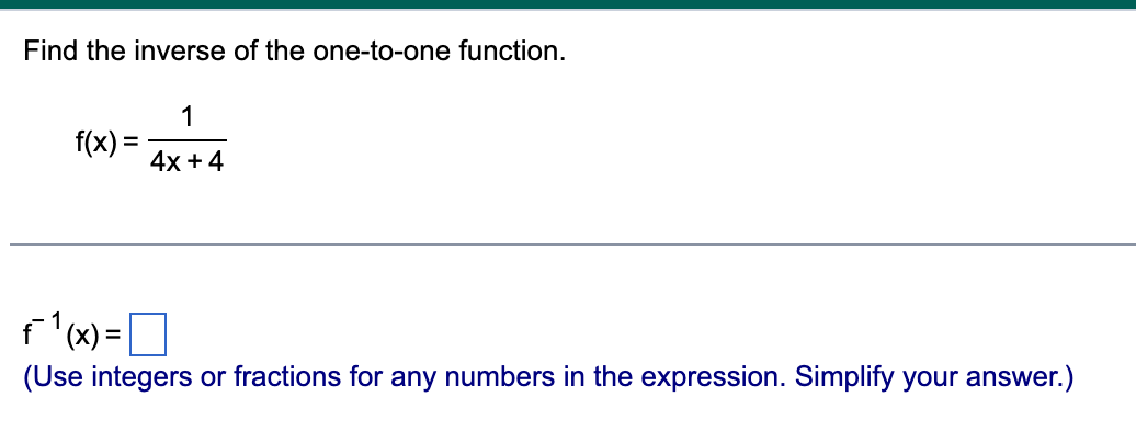 MUST SHOW CALCULATIONS: Find the inverse of the
