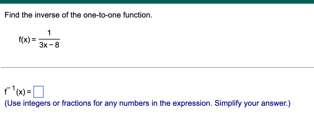 MUST SHOW CALCULATIONS: Find the inverse of the