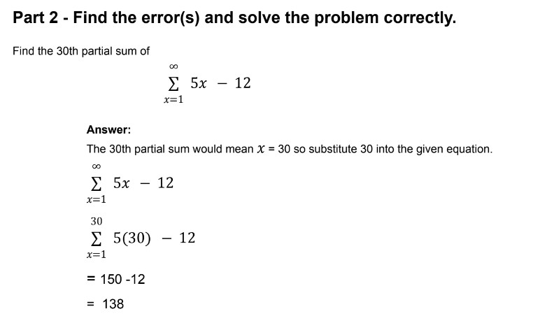 Part 2 - Find the error(s) and solve the problem