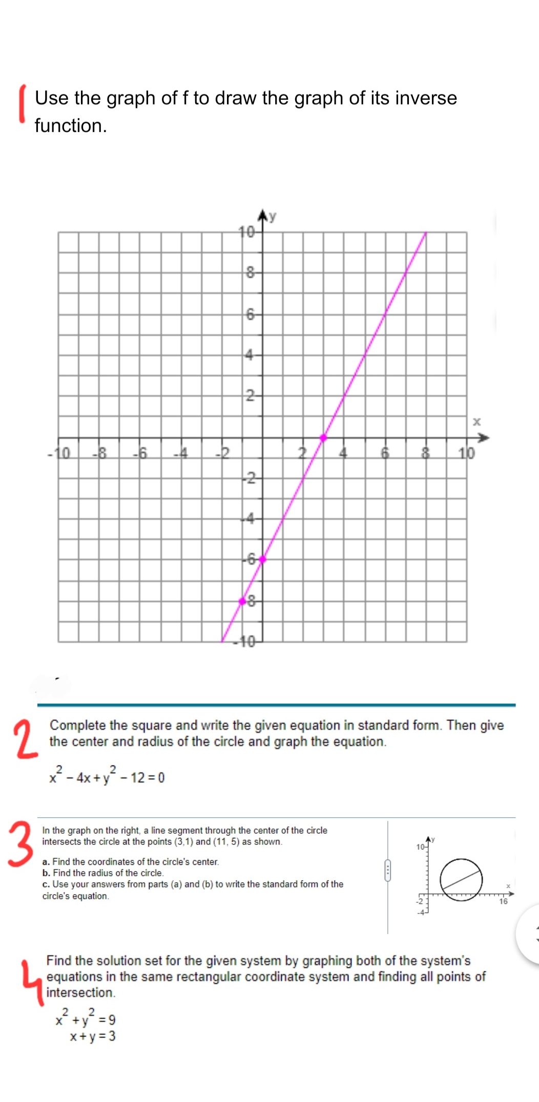 College Algebra Use the graph of f to draw the