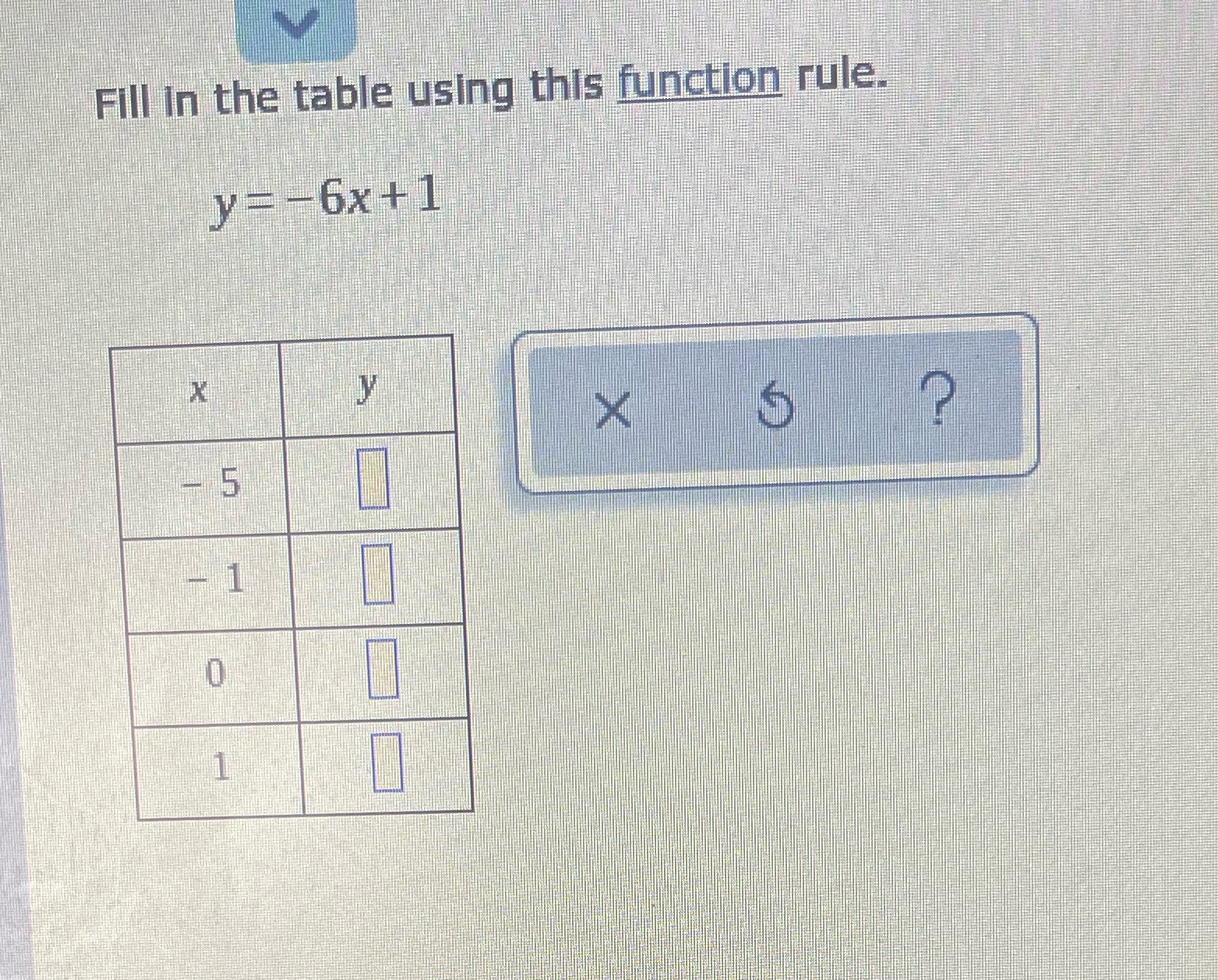 Fill in the table using this function rule. y=
