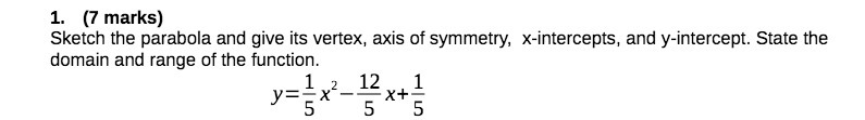 1. ['1' marks] Sketch the parabola and
