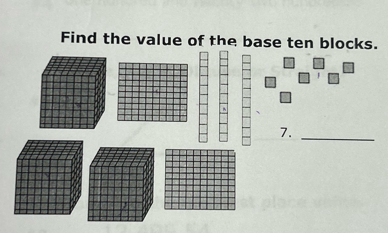 Find the value of the base ten blocks Find the
