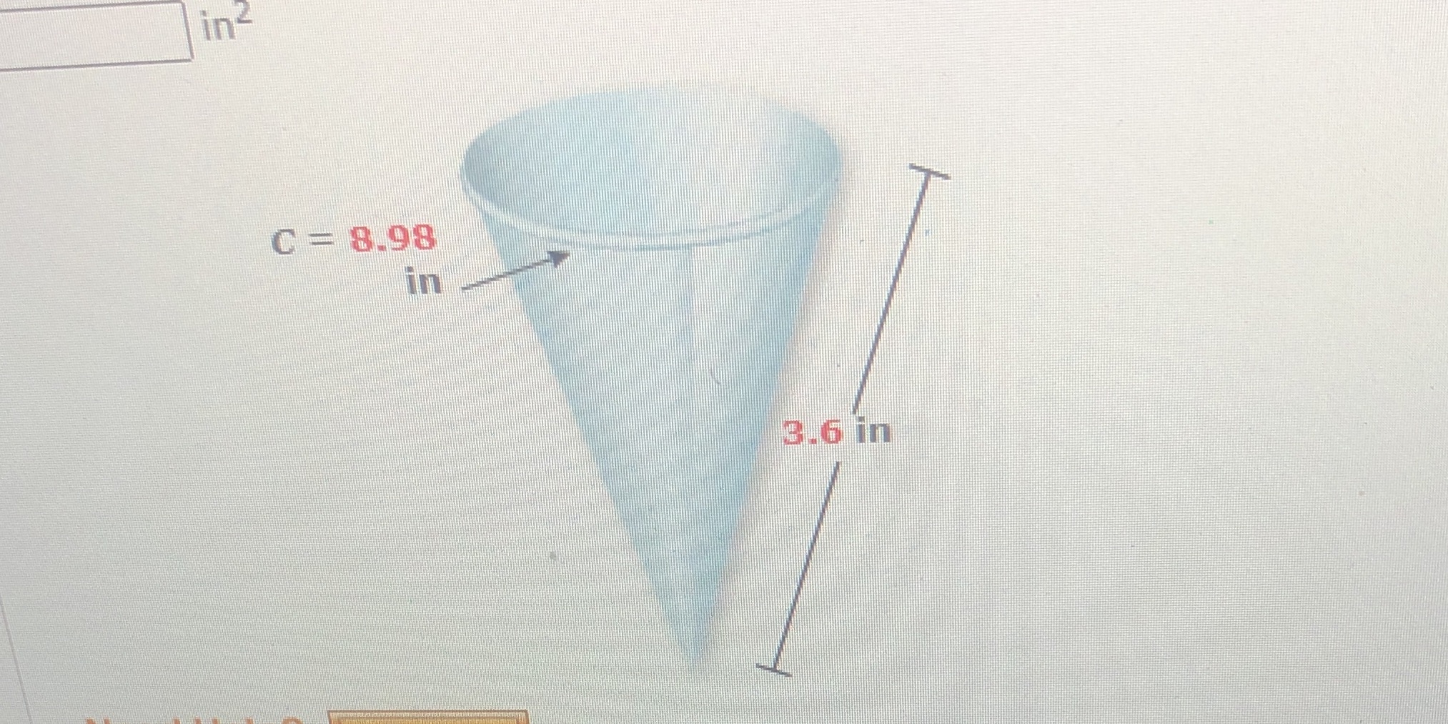 The circumference of the top rim of the