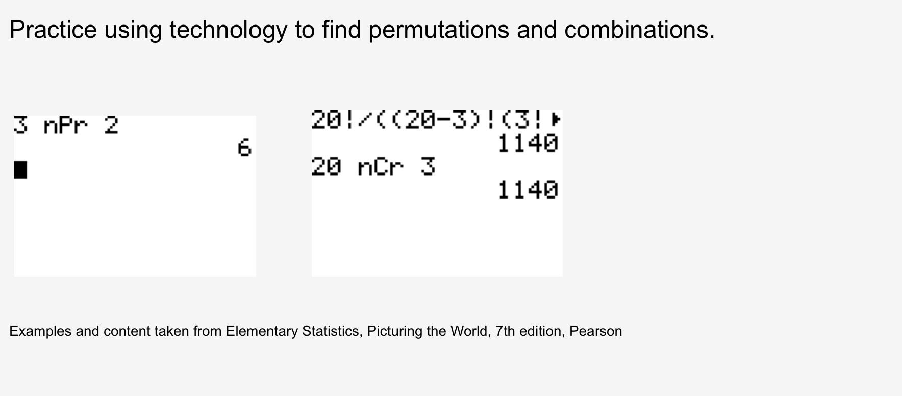 Combinations and Permutations (Show full working