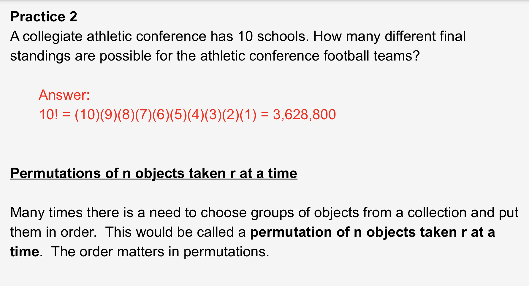 Combinations and Permutations (Show full working