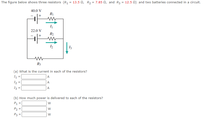 The figure below shows three resistors (R1 = 13.5