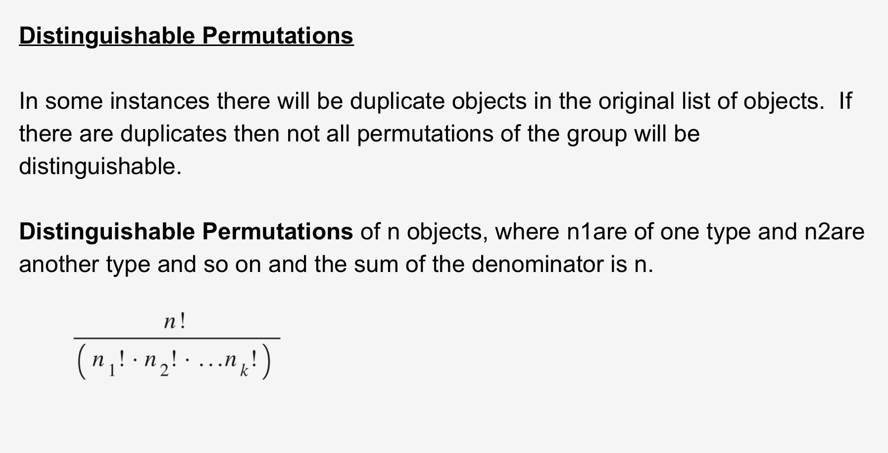 Combinations and Permutations (Show full working