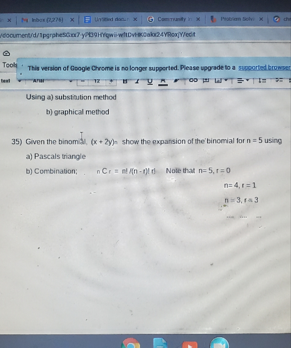 help please X M Inbox (2,276) - x = Untitled