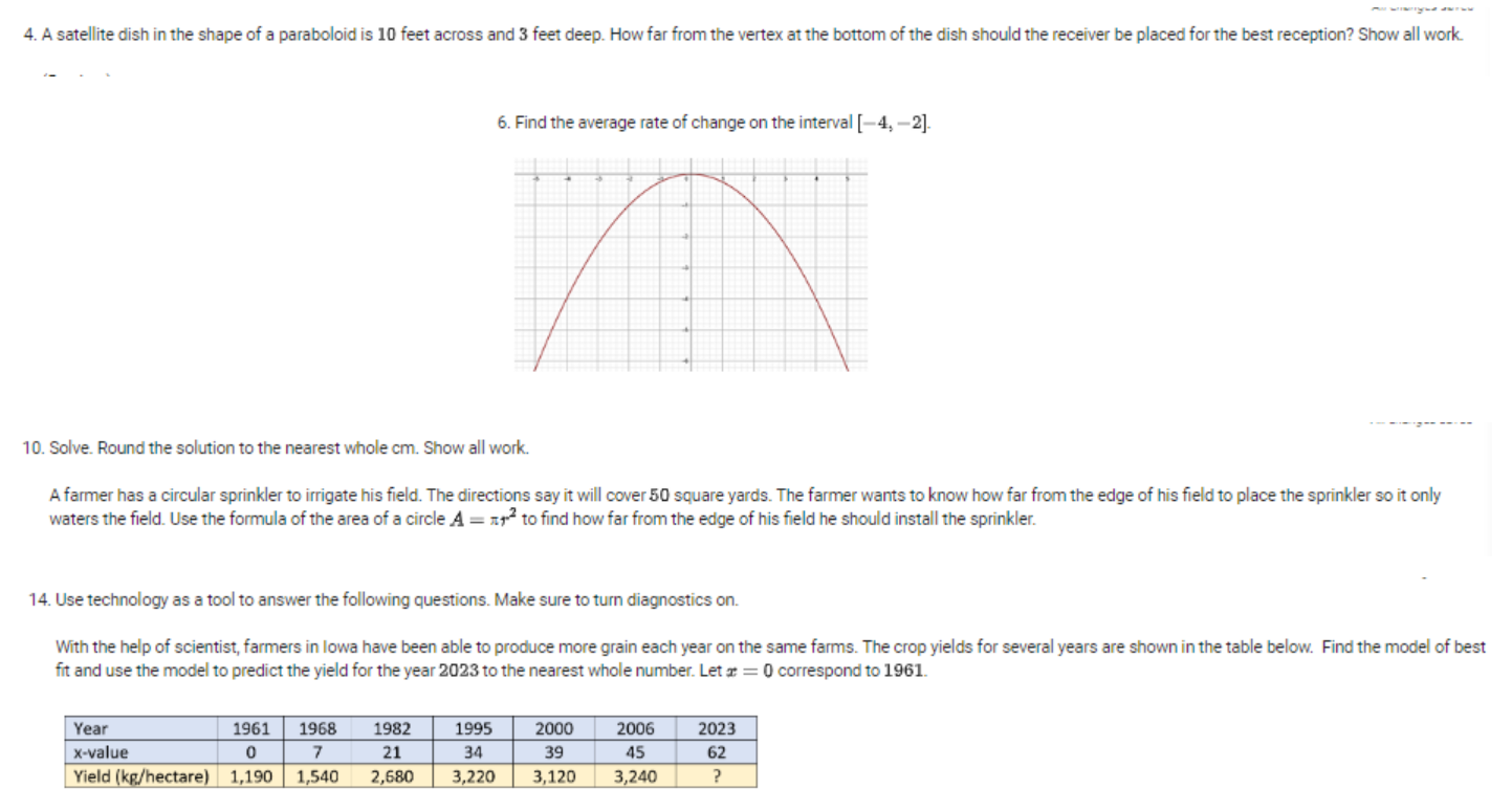 4. A satellite dish in the shape of a paraboloid